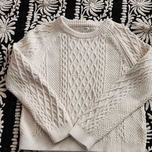 J. Crew Cream Cable-Knit Crewneck Sweater